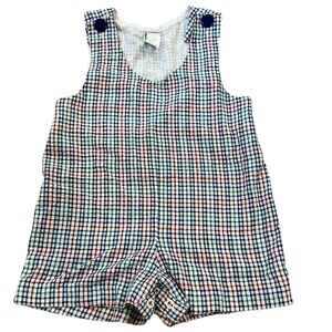 Vintage Toddler Plaid Romper Primary Colors 18 Months  Classic Jon-Jon